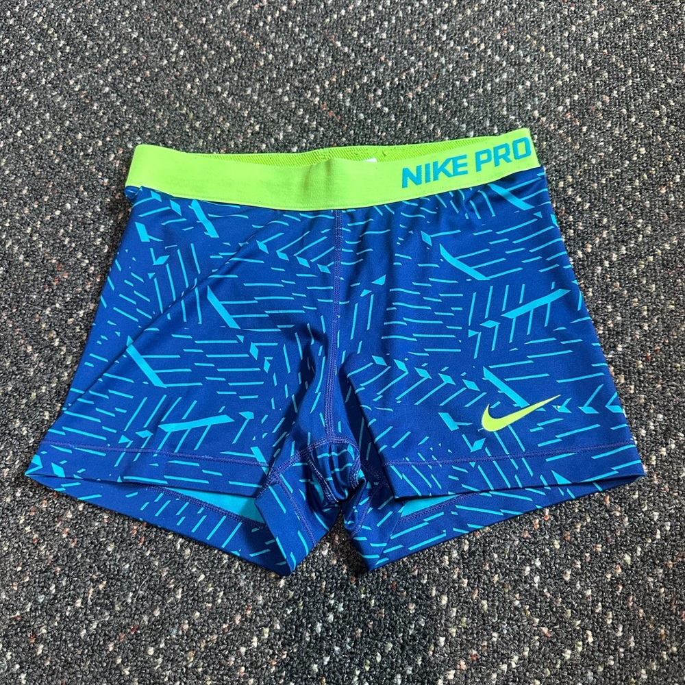Nike Pro Vibrant Blue and Lime Shorts